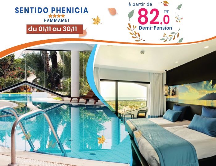 🎉🍂HOTEL SENTIDO PHENICIA HAMMAMET 4* 🏖 Du 01/11 au 30/11 ; à partir de 82.0 DP 🥳