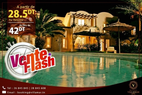 💯 ⏰ ⏰ Vente Flash :Jusqu'à 47% de réduction⏰ ⏰💯 ‼️ 🚩🔝Hotel Le #Villamar #Hammamet Suites & Villas 🚩🔝 ●➖➖➖➖➖●